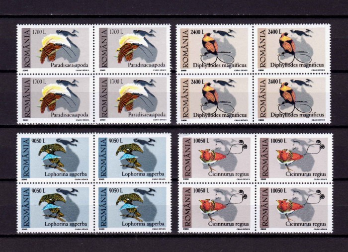 ✅ RO 2000 , LP 1507 ,&quot;Muzeul Antipa - Pasarea Paradis&quot; , serie bloc de 4 ,MNH