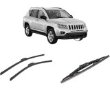Cumpara ieftin Set 3 stergatoare JEEP COMPASS (MK49) din 2006-2011, pentru parbriz si luneta fata si spate auto, Bosch Twin-Aerotwin Retrofit, din cauciuc siliconat
