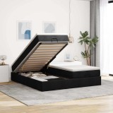 VidaXL Cadru de pat otoman cu saltele, material negru 180x200cm