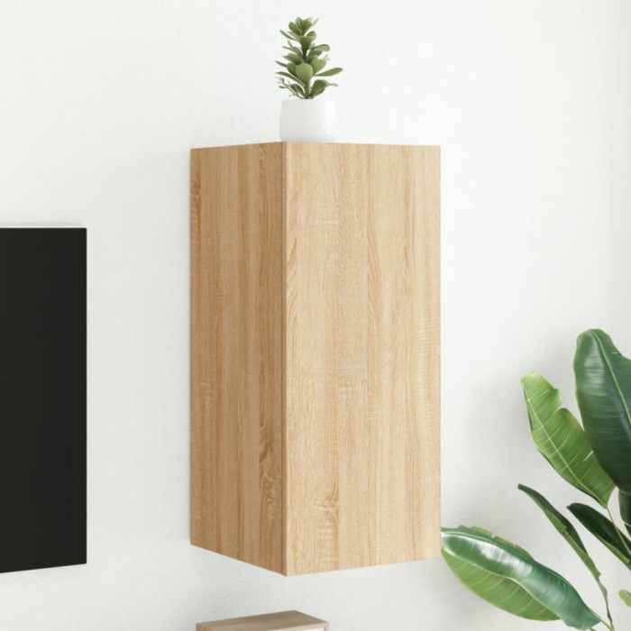 vidaXL Comodă TV de perete cu lumini LED, stejar sonoma, 30,5x35x70 cm 837236