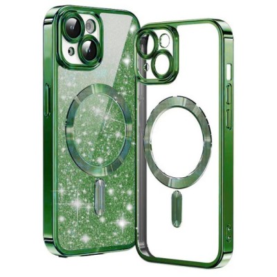 Husa pentru iPhone 14 Plus - Techsuit Luxury Glitter MagSafe - Deep Green foto