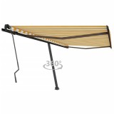 VidaXL Copertină autonomă retractabilă manual, galben/alb, 450x350 cm