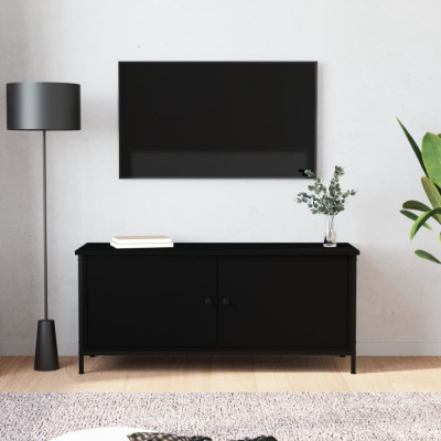 Comodă TV cu uși, negru, 102x35x45 cm, lemn prelucrat foto