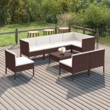vidaXL Set mobilier de grădină cu perne, 9 piese, maro, poliratan 3094399