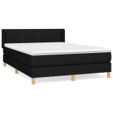 Cumpara ieftin Pat box spring cu saltea, negru, 140x200 cm, textil