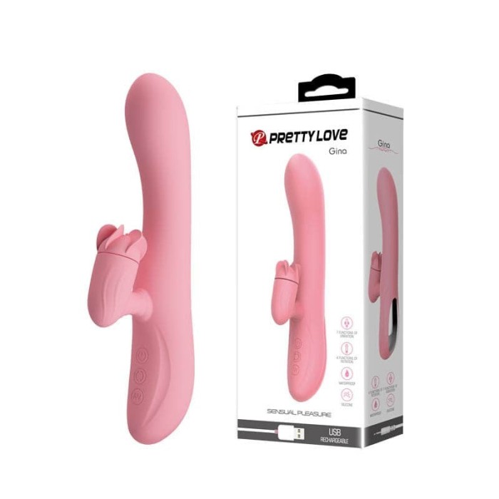 Vibrator Special Cu Rotatii Gina, Roz Pudrat, 20.5 cm