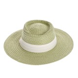 Palarie verde cu panglica alba