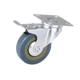 Roata Mobila Pivotanta cu Flansa din PVC Gri, Cu Frana / 50Mm, 20Kg - 10Buc