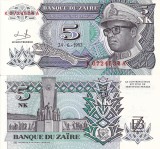 Bancnota Zair 5 Nouveaux Makuta 1993 UNC, Africa, Ne流通