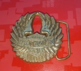 G339-Catarama-Pafta curea Motor HARLEY DAVIDSON Cycles Taiwan solid brass- alama masiva aurita, marimi: 6,5/5 cm.