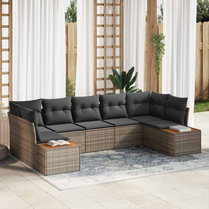 vidaXL Set de canapele pentru grădină 7 pcs Gri 289 x 154 x 85 cm 3356829