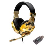 CASTI Spacer, cu fir, standard, utilizare gaming, microfon pe brat, conectare prin adaptor USB 2.0 sau Jack 3.5 mm x 2, lumina verde, camuflaj, &quot;SPGH-