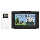 Statie Meteo Wireless cu Senzor Exterior, Masurare Temperatura si Umiditate Interioara/Exterioara, Prognoza Meteo, Calendar, Ora, Ceas cu Alarma, Disp