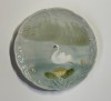 Majolica suedeza in stil Art Nouveau, anii 1900, lebada cu nuferi, Farfurii