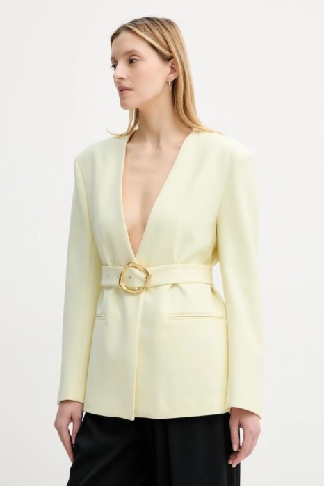 ISABELLE BLANCHE sacou culoarea galben, un singur rand de nasturi, uni, IS25SS-J040-T008