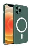 Huse silicon cu incarcare wireless MagSafe compatibila cu Iphone 14 Pro Verde, Carcasa