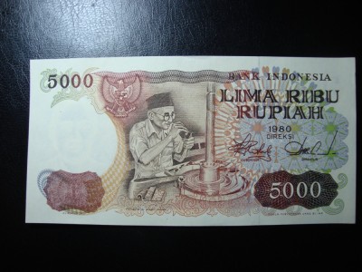 INDONEZIA 5000 RUPII 1980 UNC foto