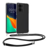 Husa Kwmobile pentru Motorola Moto G14, Transparent/Negru, Silicon, KWM000022NC001C, Textil, Carcasa