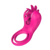 Inel vibrator pentru penis TOYZ4LOVERS Elys Mind Blower, cu limbi rotative pentru stimularea clitorisului, 9 funcții de vibrație, roz