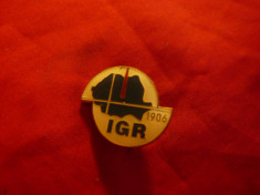 Insigna Institutul Geologic Romania fondat 1906 de Carol I IGR ,L= 2,5cm foto
