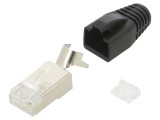 Conector RJ45 Cat 6a ecranat cu manşon pe cablu, mufă PIN 8