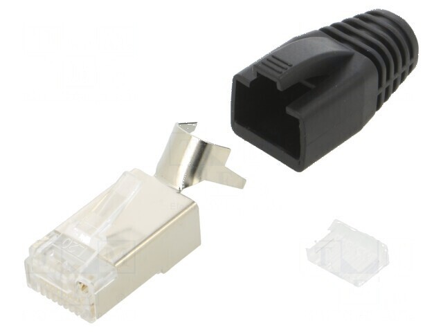 Conector RJ45 Cat 6a ecranat cu manşon pe cablu, mufă PIN 8