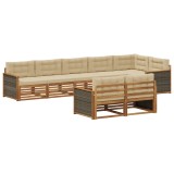 vidaXL Set de canapele de exterior cu pernă 8 pcs Natural și Bej 3383501