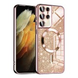 Husa premium Samsung Galaxy S21 Ultra 5G Asteroid GSM Luxury Glitter MagSafe, roz auriu