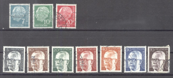 Germany Bundes 1954-1973 Famous persons Presidents 10 values used G.230