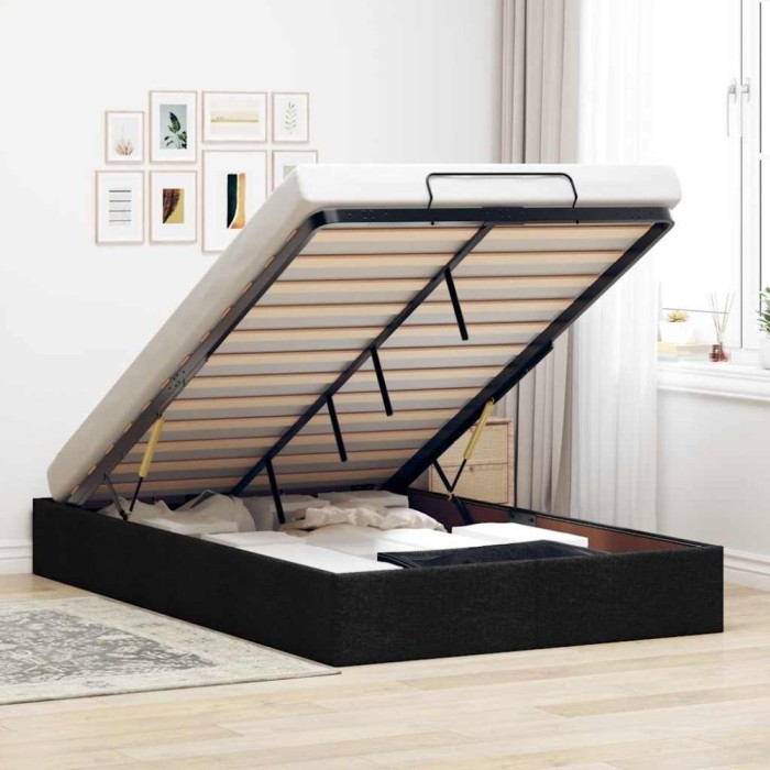 vidaXL Cadru de pat otoman fără saltea Negru 120x200 cm țesătură 3310870