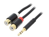 Cablu Jack 3,5mm 3pin la RCA soclu x2, 0,3m, placare aurit