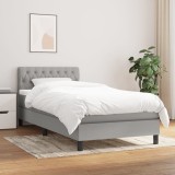VidaXL Pat box spring cu saltea, gri deschis, 90x190 cm, textil