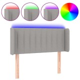 Cumpara ieftin Tablie de pat cu LED, gri deschis, 93x16x78/88 cm, textil