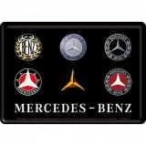 Placa metalica - Mercedes-Benz Logo Evolution- 10x14 cm, ART