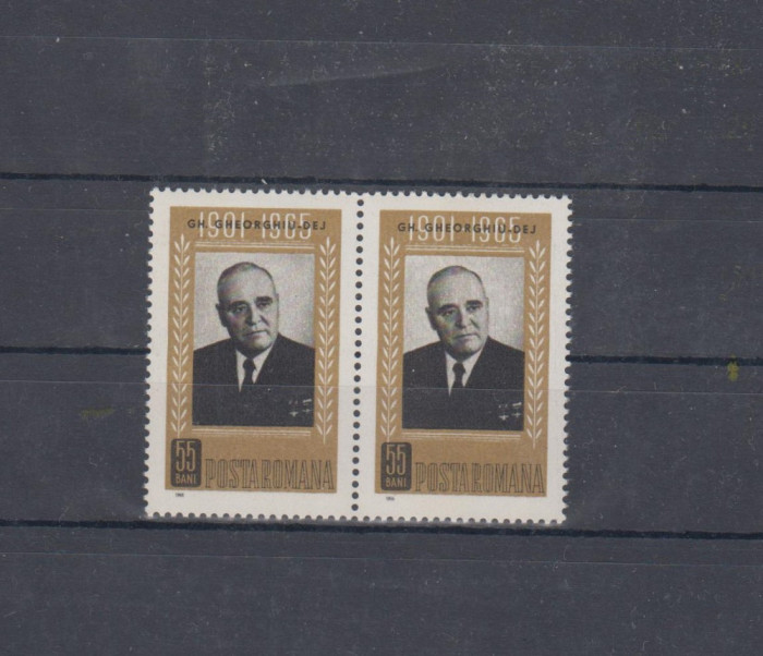 M1 TX4 7 - 1966 - Gh Gheorghiu Dej - 1 an de la moarte - perechi de doua timbre