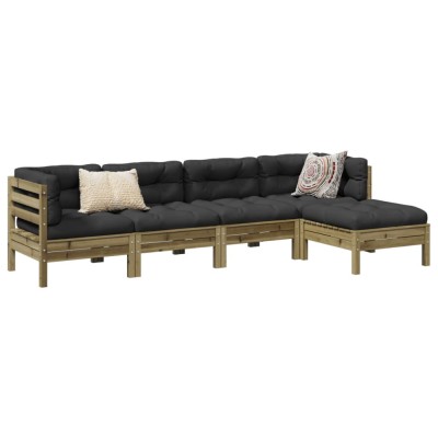 Gossi set mobilier de gradina cu perne, 5 piese, lemn de pin tratat foto