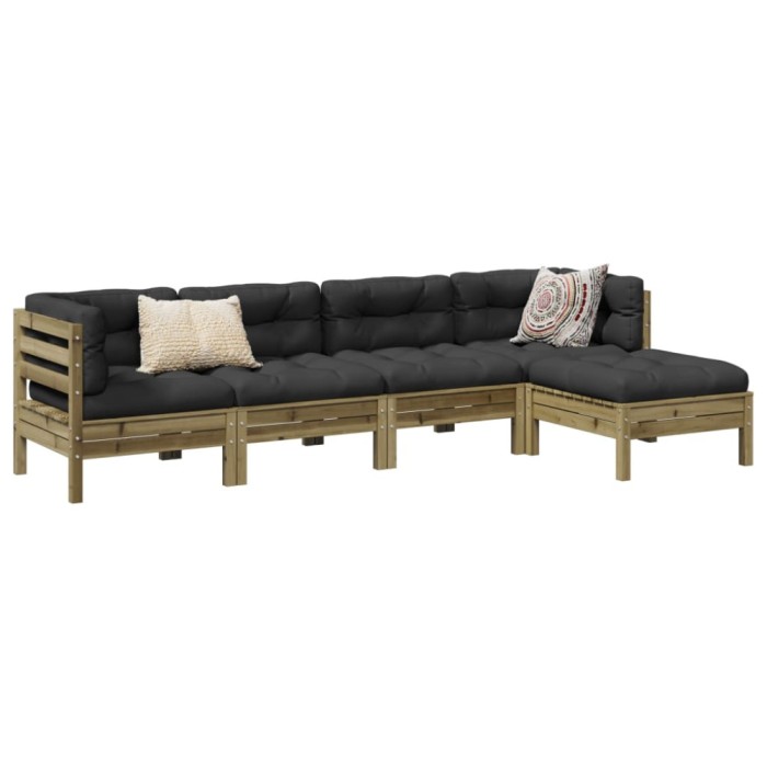 Gossi set mobilier de gradina cu perne, 5 piese, lemn de pin tratat