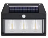 Lampa Solara Led cu Senzor de Miscare 24x17cm de Perete, cu 3 Becuri