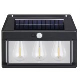 Lampa Solara Led cu Senzor de Miscare 24x17cm de Perete, cu 3 Becuri