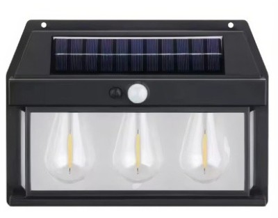 Lampa Solara Led cu Senzor de Miscare 24x17cm de Perete, cu 3 Becuri foto