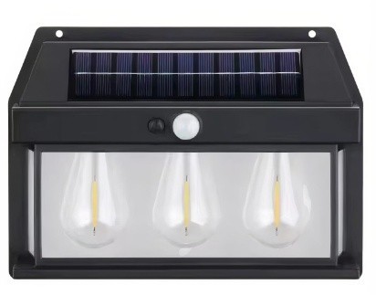 Lampa Solara Led cu Senzor de Miscare 24x17cm de Perete, cu 3 Becuri