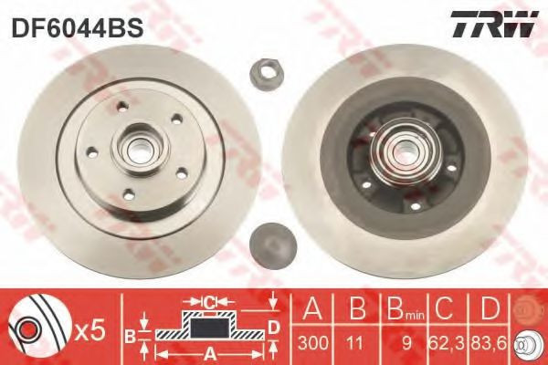 Disc frana RENAULT LAGUNA III Grandtour (KT0/1) (2007 - 2016) TRW DF6044BS