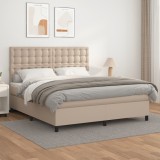 Pat box spring cu saltea, cappuccino, 160x200cm piele ecologica GartenMobel Dekor, vidaXL