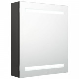 Dulap de baie cu oglindă și LED, antracit, 50x14x60 cm