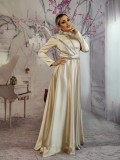 R958-15 Rochie eleganta lunga din material satinat, L/XL, S/M