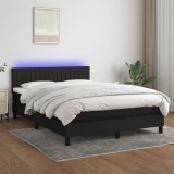 Cumpara ieftin Pat cu arcuri, saltea și LED, negru, 140x200 cm, textil