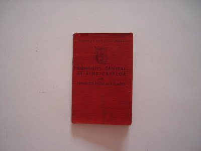 Carnet de membru Consiliul central al sindicatelor din RPR, 1959 foto