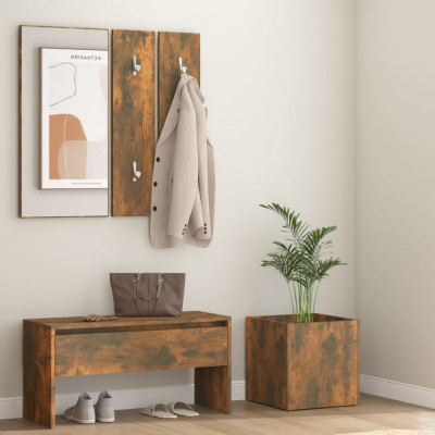 vidaXL Set de mobilier pentru hol, stejar fumuriu, lemn prelucrat foto