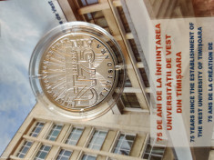 Moneda BNR proof 75 de ani de la infiin?area Universita?ii de Vest din Timi?oara foto