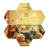 Set 12 hexagonale autocolante de perete tip oglinda EZGETOP&reg;, 126 * 110 * 63mm, Auriu